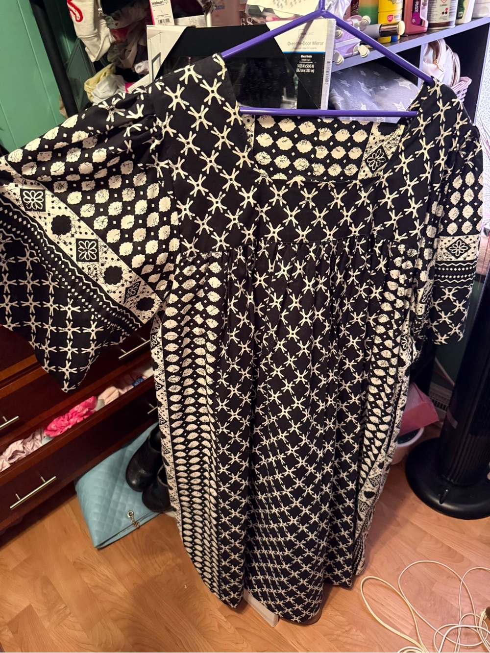 Anthony Richards Black and White Printed Midi Dress